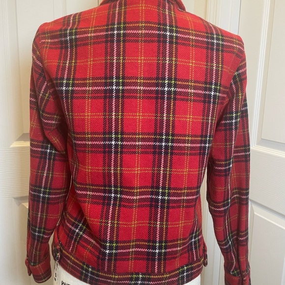 Vintage 90’s Express Trucker Jacket Plaid Wool blend XS Zipped Pockets Aesthetic - Picture 7 of 13